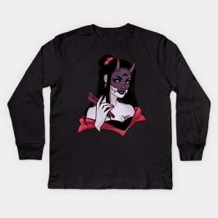 Lady Demon Kids Long Sleeve T-Shirt